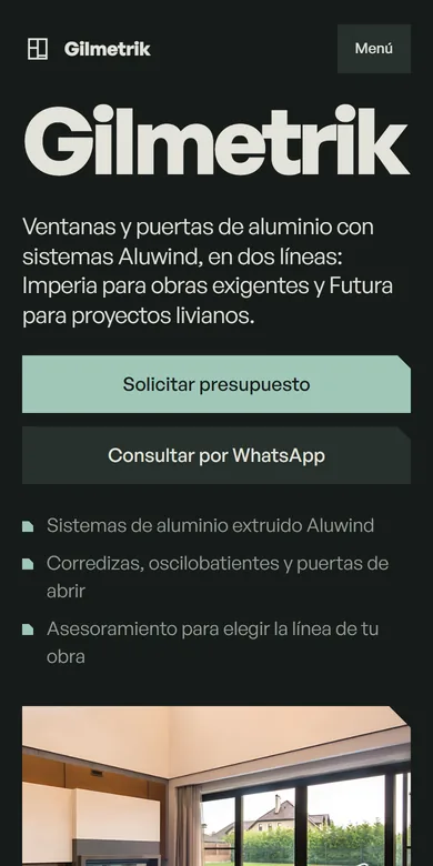 El sitio de Gilmetrik visto en un celular